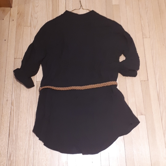 MAGAZINE black blouse with brown belt - Picture 3 of 5